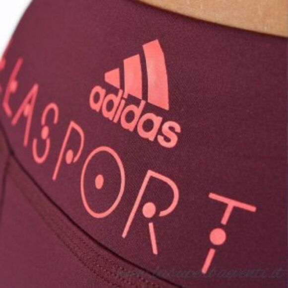 Adidas Stellasport maroon burgundy neon fluorescent pink stripe capri leggings M - Picture 6 of 17